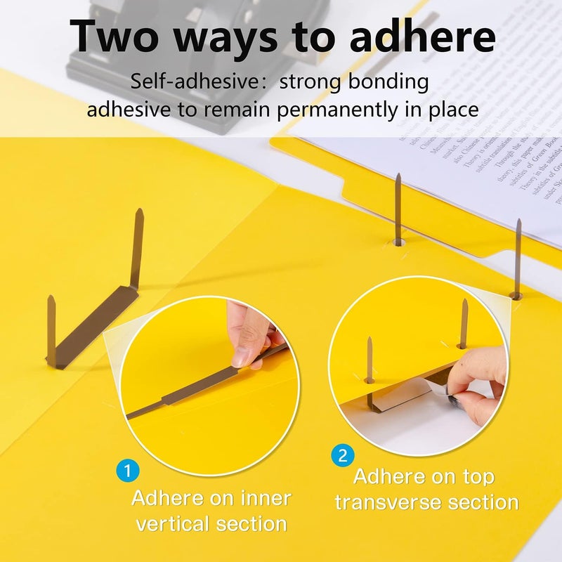 IMLIKE Self-Adhesive Prong Paper Fasteners - 100 PCS Metal File Fasteners, 2" Capacity, 2.75" Base for Paper Folder or Files, Brown - A Good Partner for Collecting Papers - Image 4